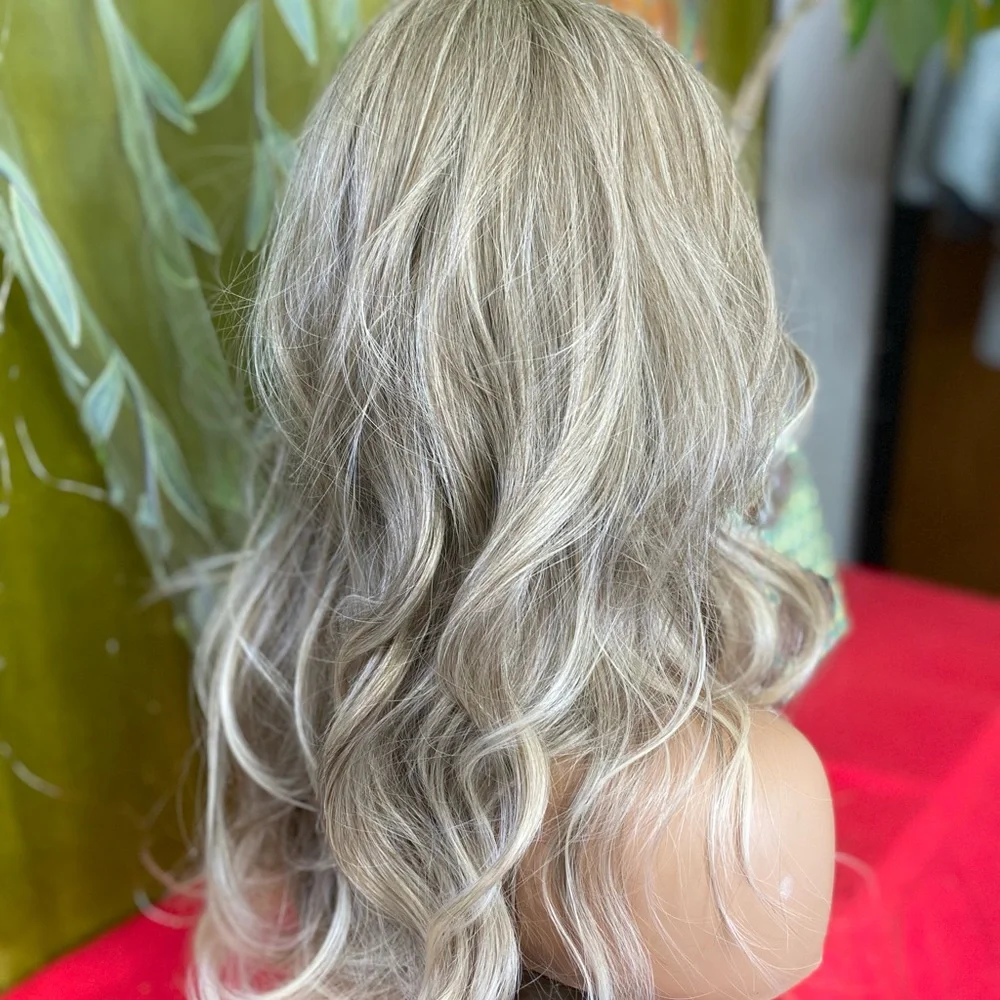 icy ash silver blonde balayage wig